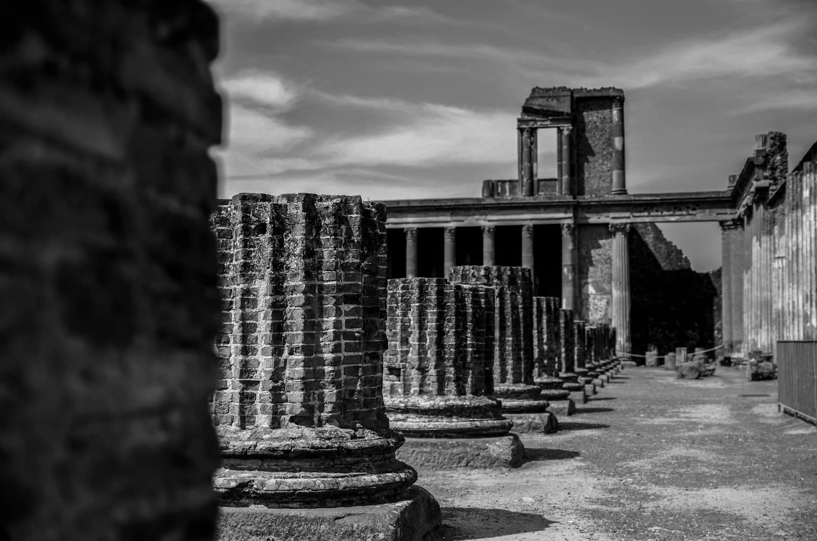 Ancient stone ruins in monochrome — the cycle of rise and fall